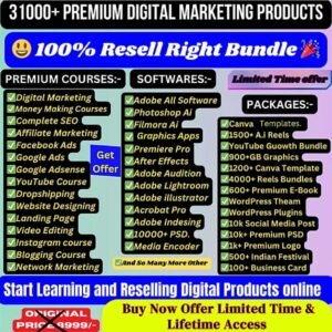 ALL IN ONE Digital Product, 100% Resell Right Bundle , Start Learning and Reselling Digital Products Online.